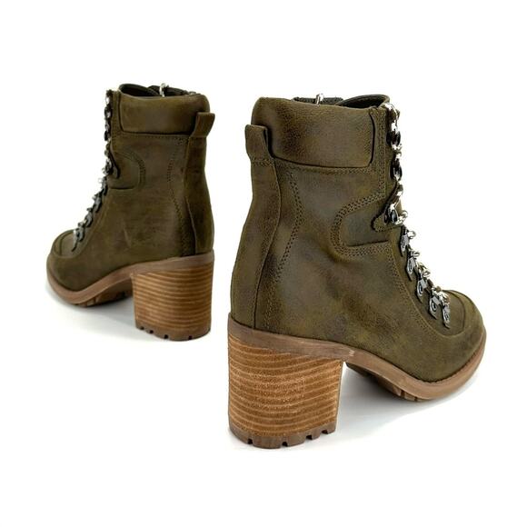 Carlos Santana Ardent Green Ankle Boot Sz 10 Faux Leather Block Heel Zip Closure - Picture 15 of 15